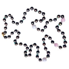 Black Pearl Necklace Amethyst Labradorite