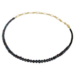 Black Pearl Necklace Black Spinel Chain Bead Choker