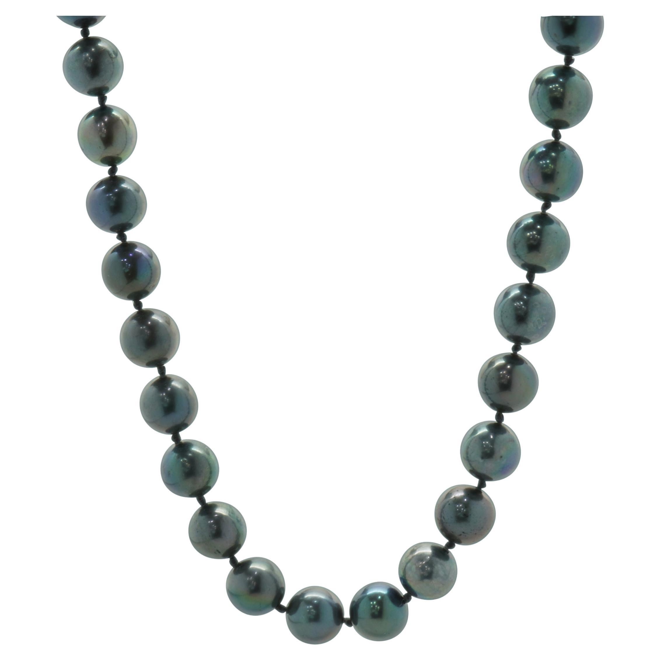 Black Pearl Opera Length Necklace with Sterling Silver Clasp