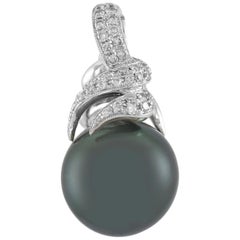 Vintage Black Pearl Pendant with Diamonds