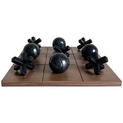 Black Pearl Resin and Wood Tic Tac Toe by Paola Valle