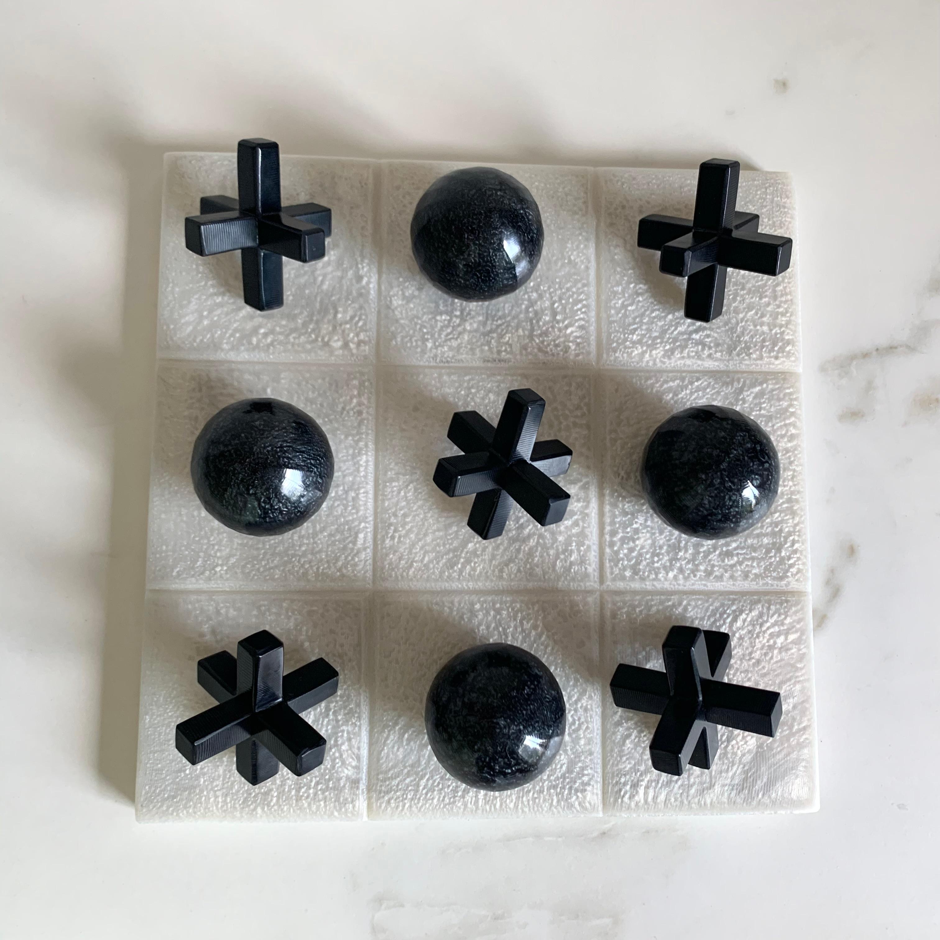 Modern Black Pearl Resin Tic Tac Toe by Paola Valle For Sale