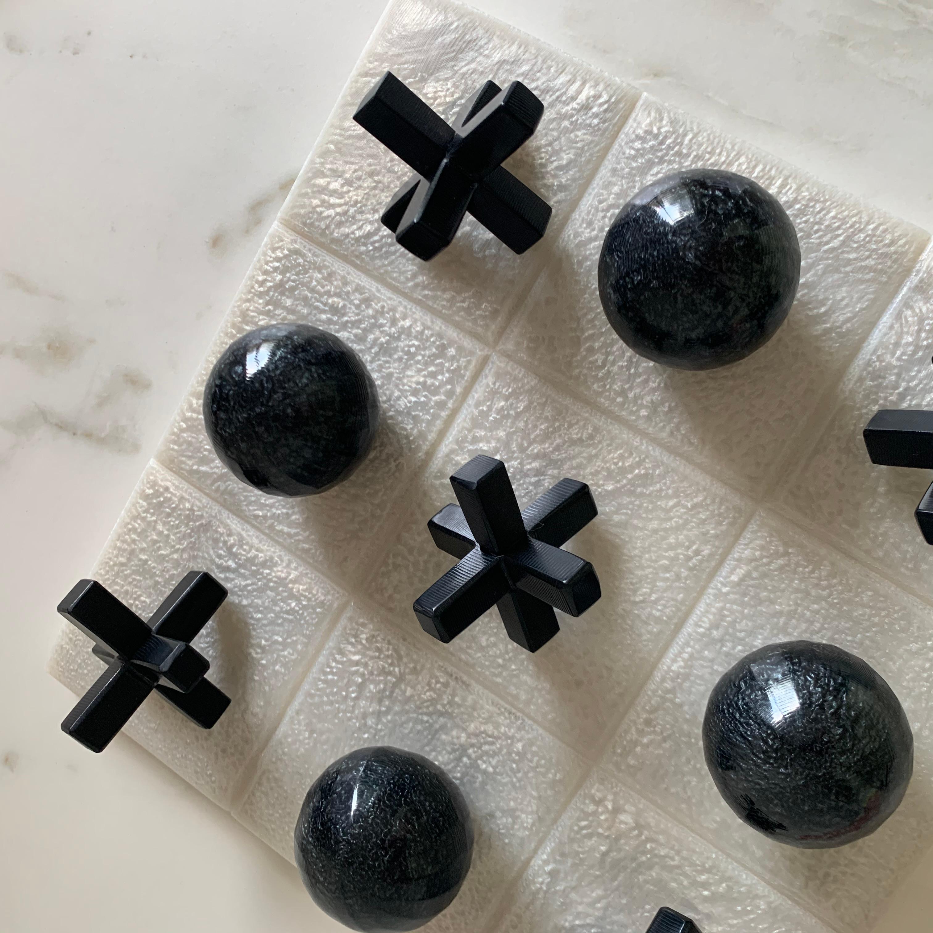Contemporary Black Pearl Resin Tic Tac Toe by Paola Valle For Sale