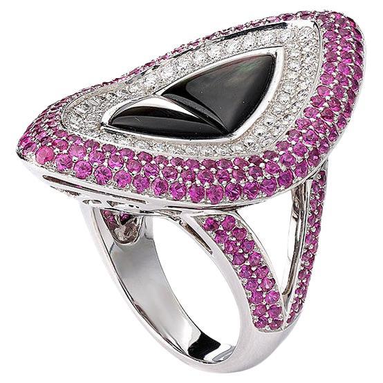 Black Pearl Sapphire Diamond Ring For Sale