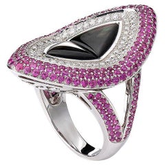Black Pearl Sapphire Diamond Ring