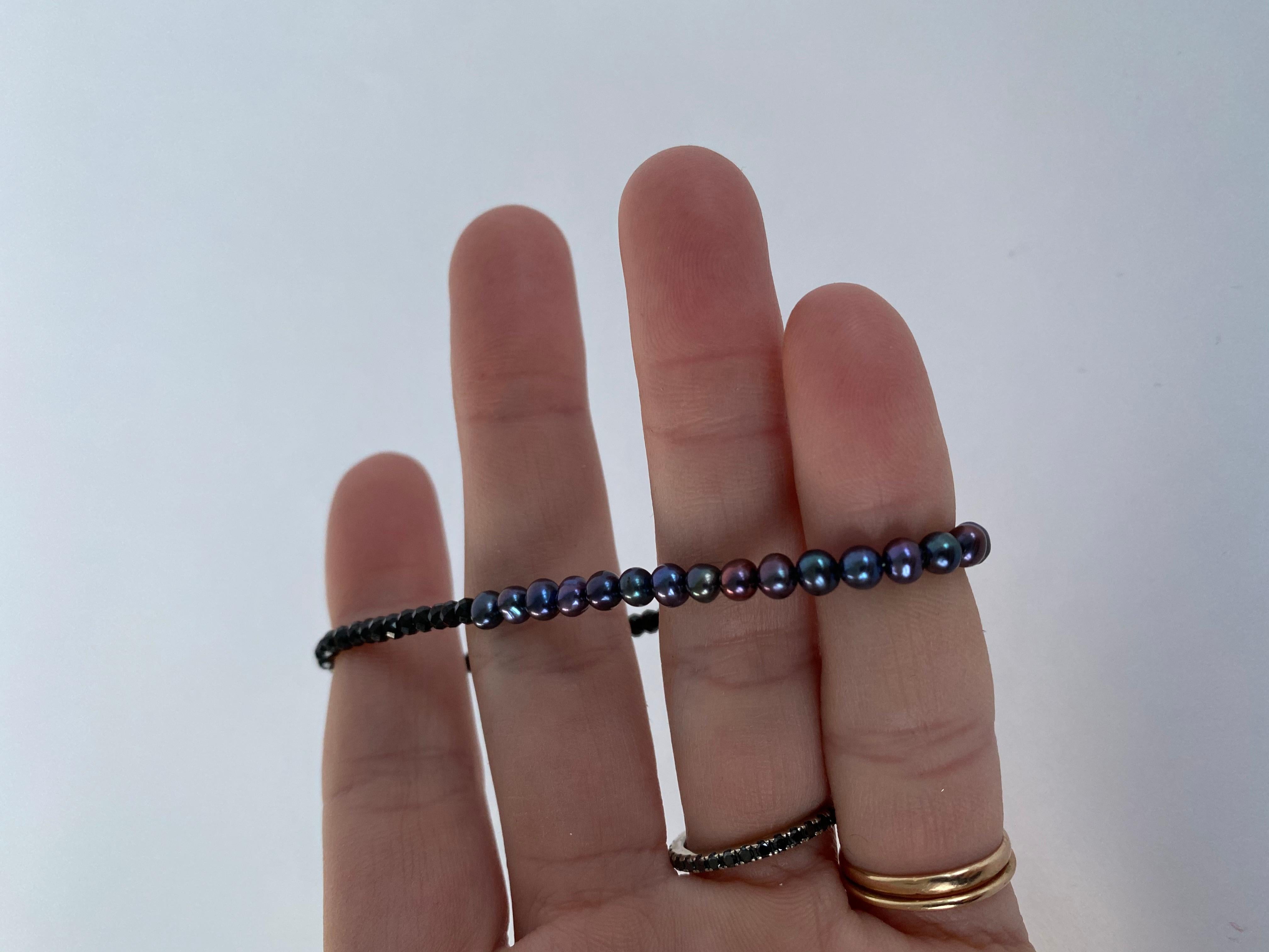 Black Pearl Spinel Beaded Bracelet Chain J Dauphin


