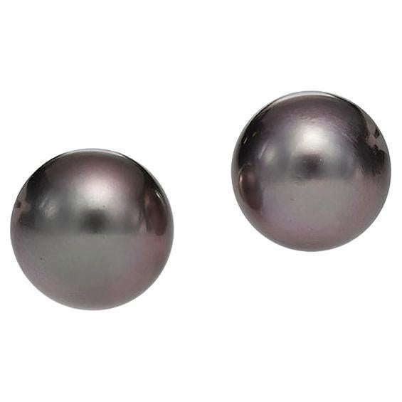 Black Pearl White Gold Earrings For Sale