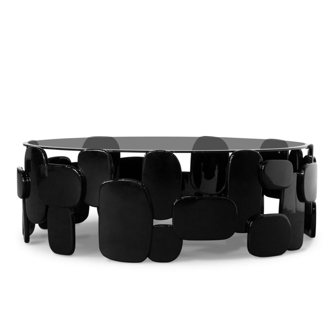 Contemporary Black Pebb Coffee Table For Sale