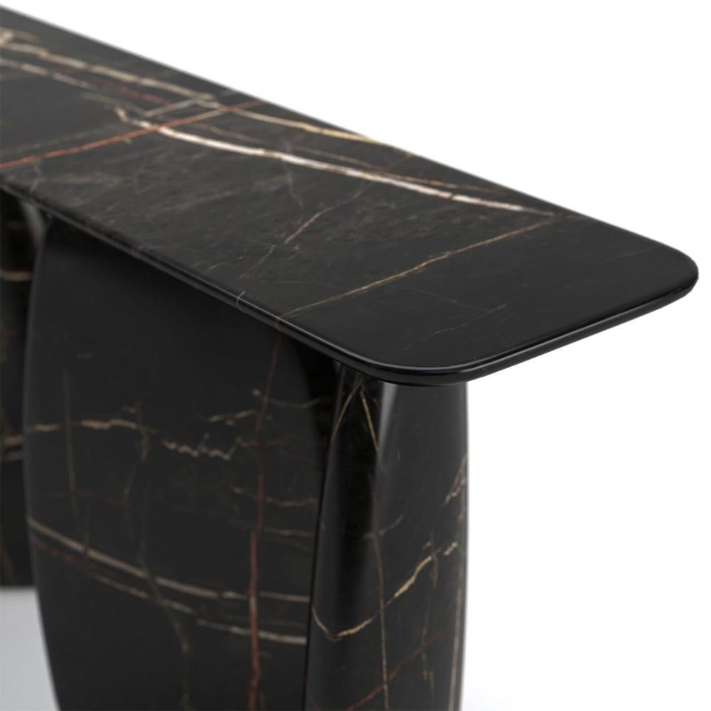 Resin Black Pebble Console Table For Sale