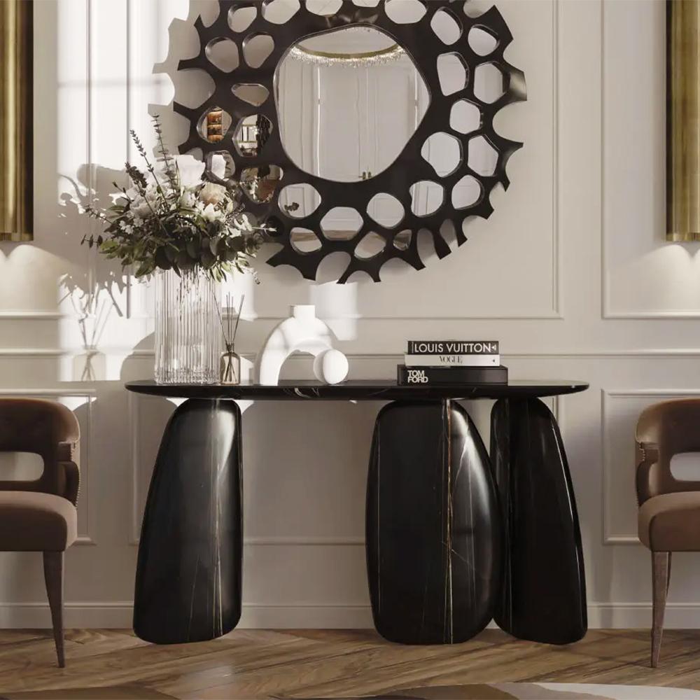 Black Pebble Console Table For Sale 2