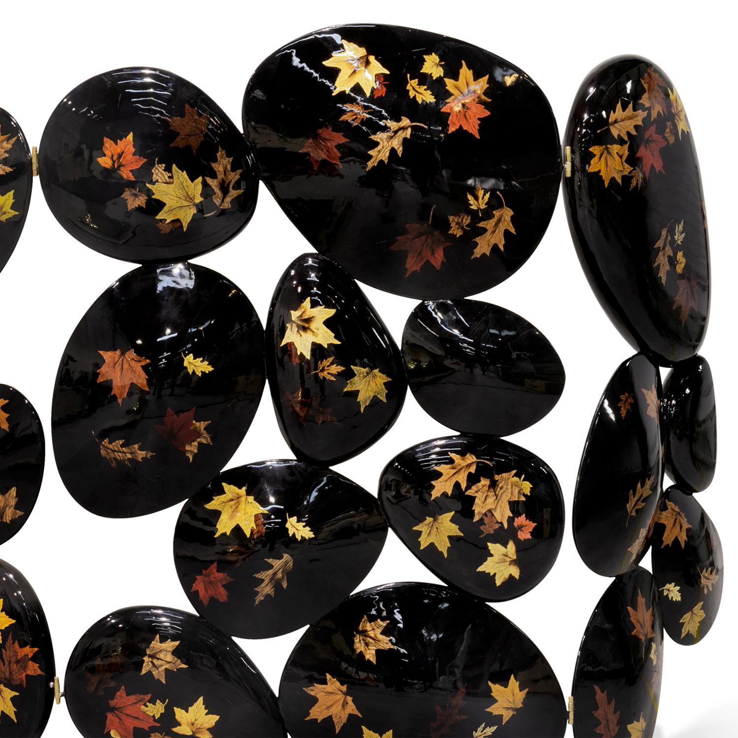 Marquetry Black Pebble Screen For Sale