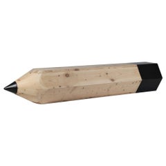 In Stock in Los Angeles, Fir Pencil Bench 70 with Black Accent, Made in Italy