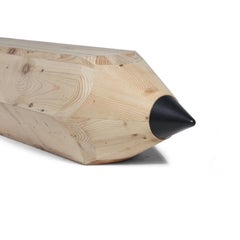 In Stock in Los Angeles, Fir Pencil Bench 98 with Black Accent, Made in Italy