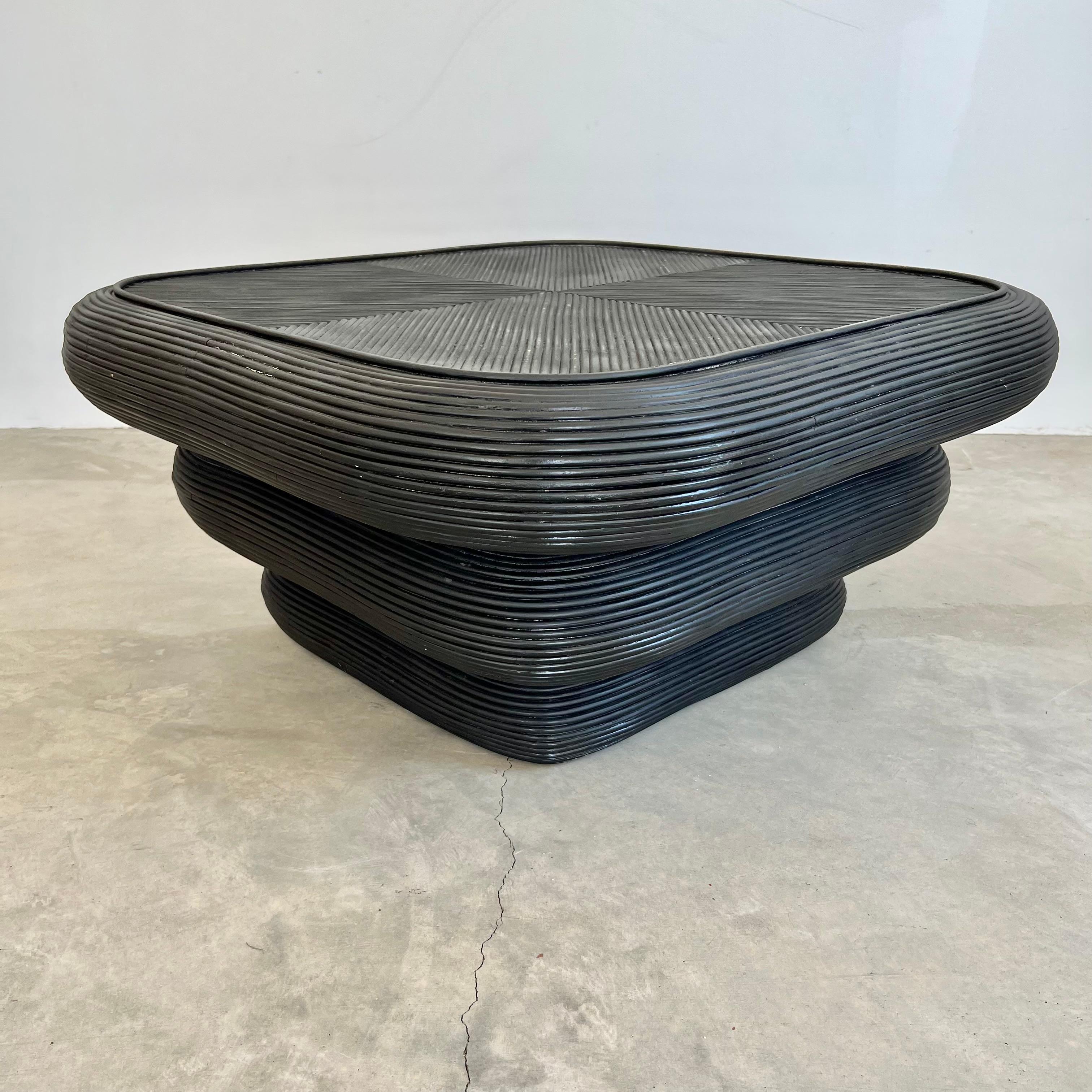 Table basse en roseau noir, années 1980 USA en vente 4