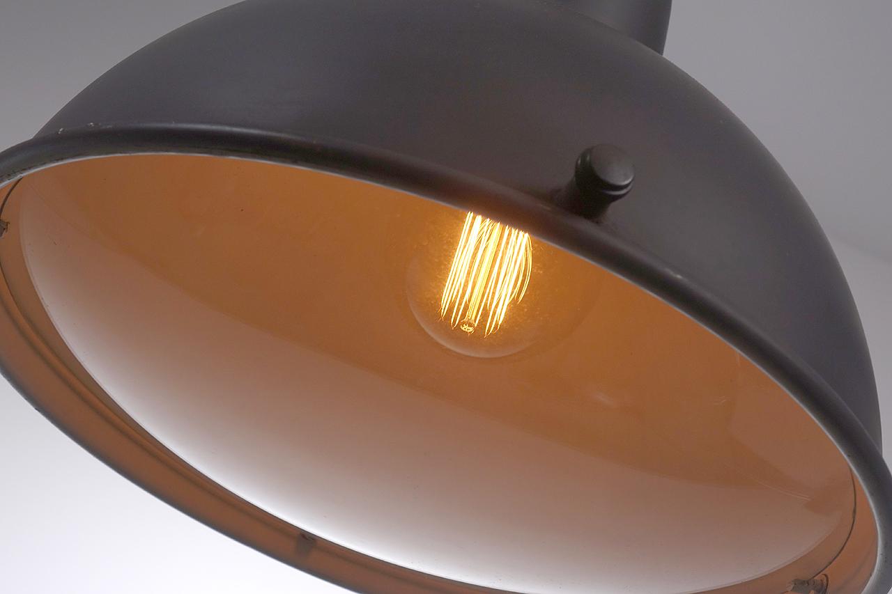 Mid-Century Modern Black Pendants with Domed Glass
