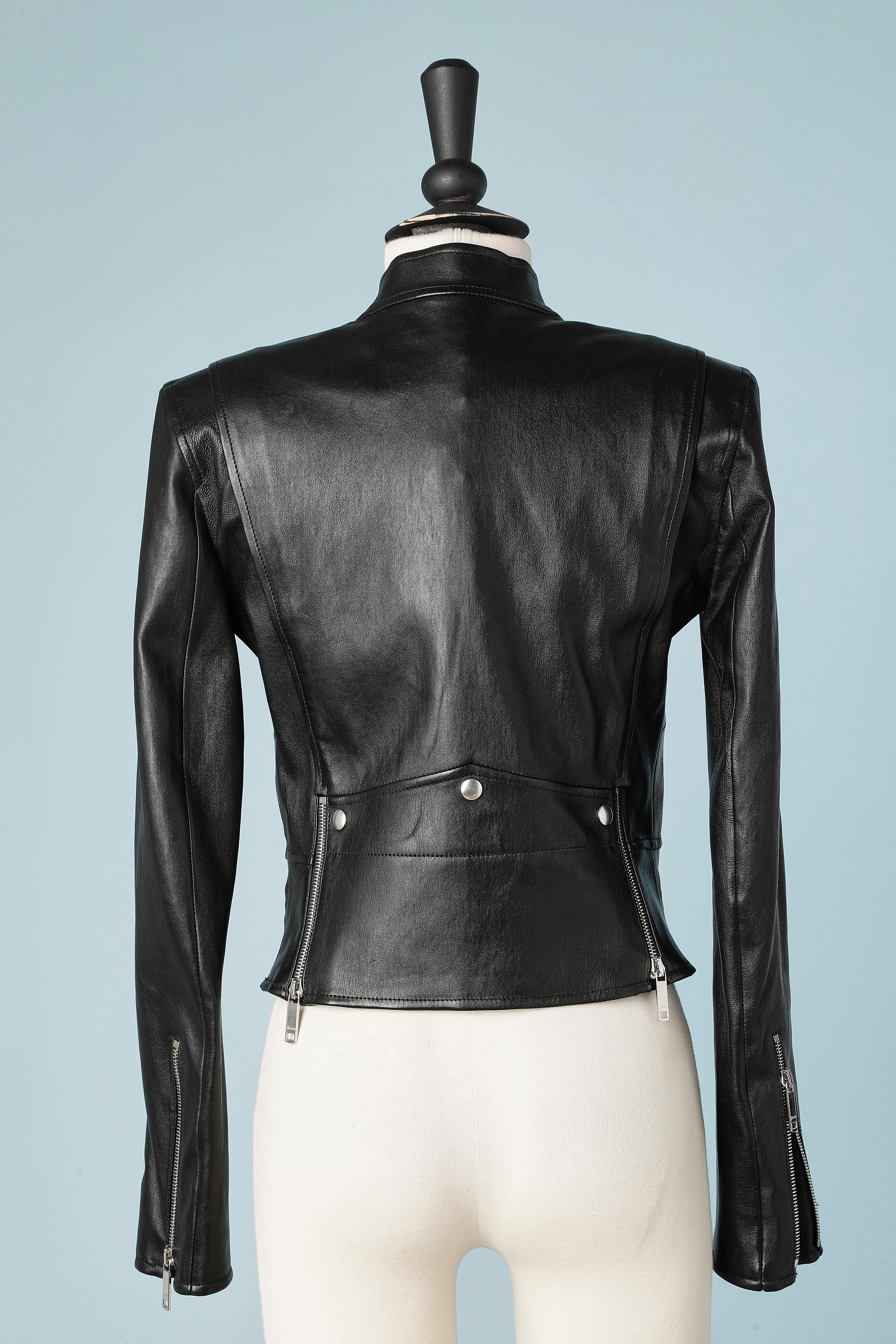 leather jacket with shoulder pads