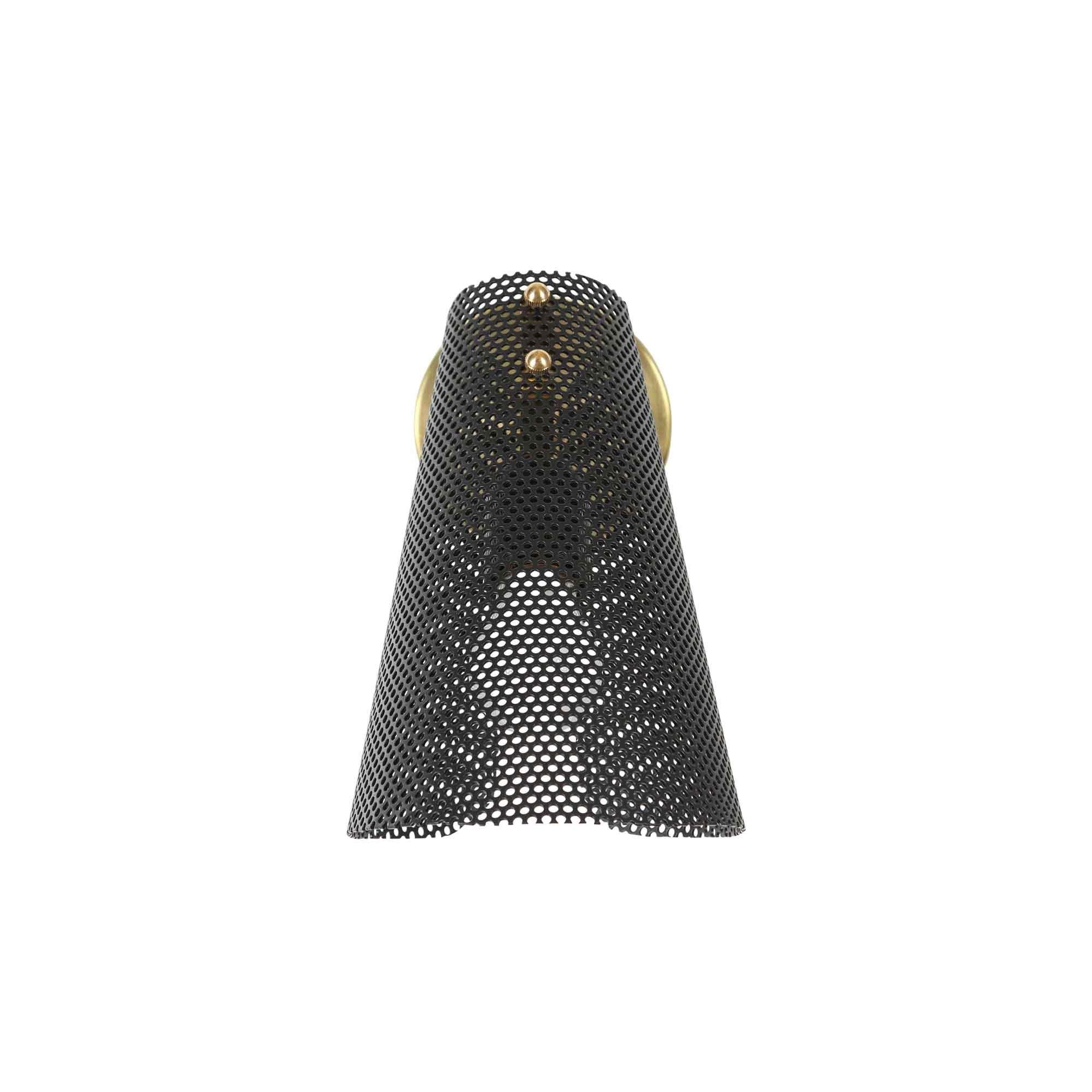 Black Perforated scoop sconce by Lawson-Fenning. The Scoop Perforated Sconce features a perforated shade and brass hardware.

The Lawson-Fenning Collection is designed and handmade in Los Angeles, California. Reach out to discover what options are