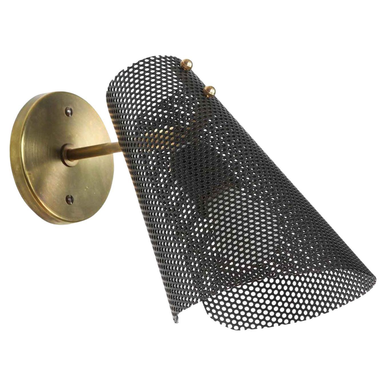 Black Perforated Scoop Sconce by Lawson-Fenning For Sale