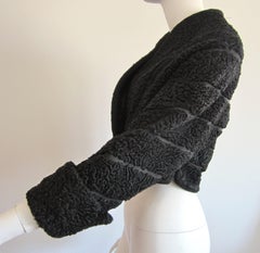 Black Persian Lamb Astrakan FUR Bolero Jacket