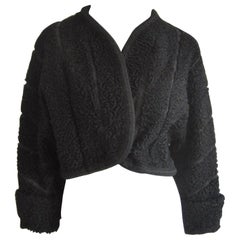 Schwarze Bolerojacke aus persischem Lamm Astrakan FUR