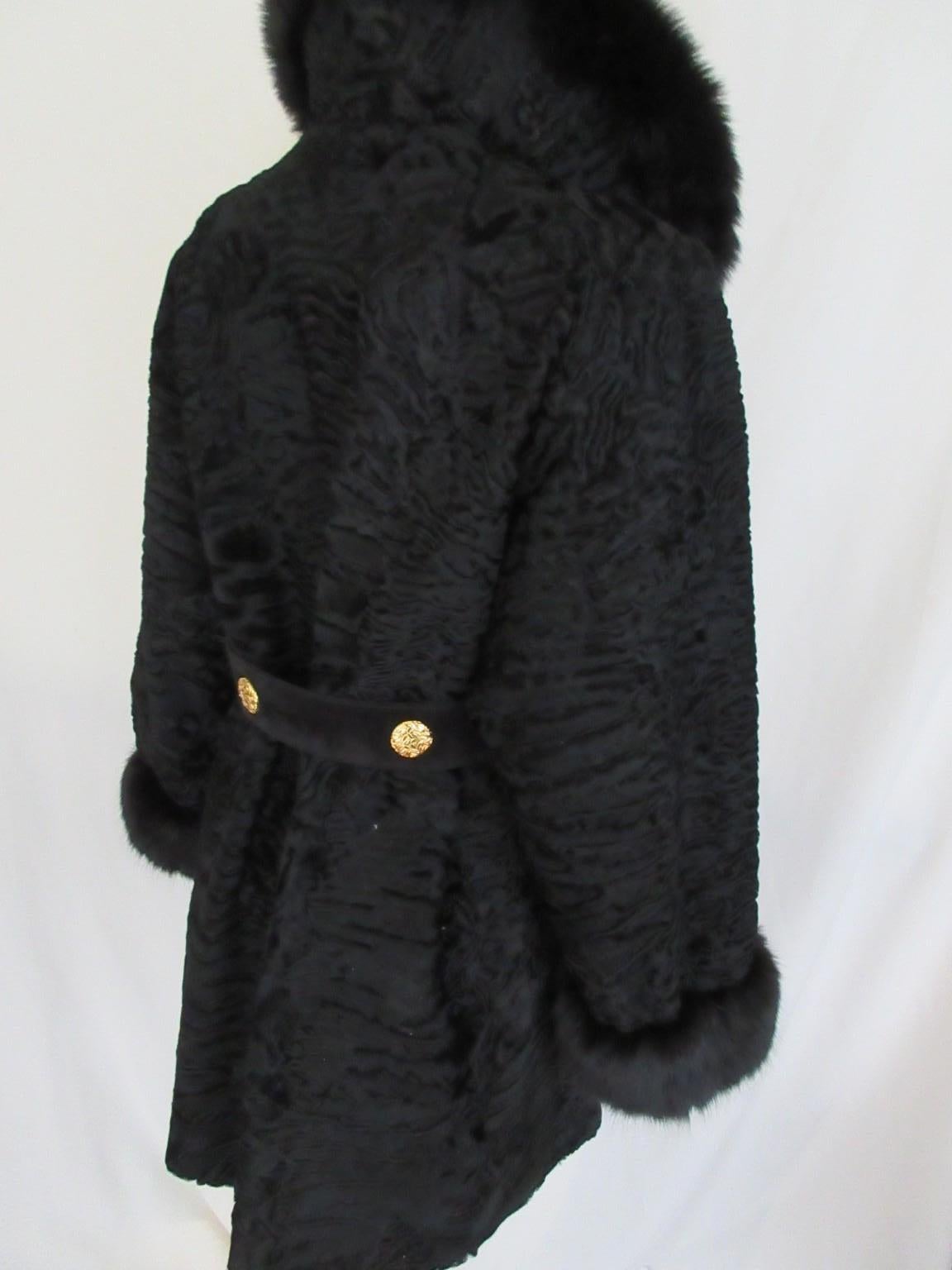 da uomo o donna Cappotto di pelliccia di volpe nera persiana in vendita