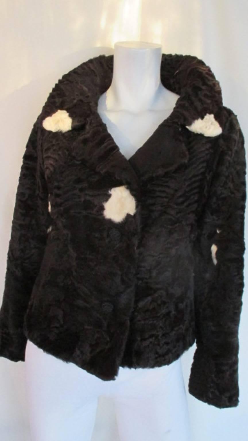 Schwarze Jacke aus persischem Lammfell für Damen oder Herren im Angebot
