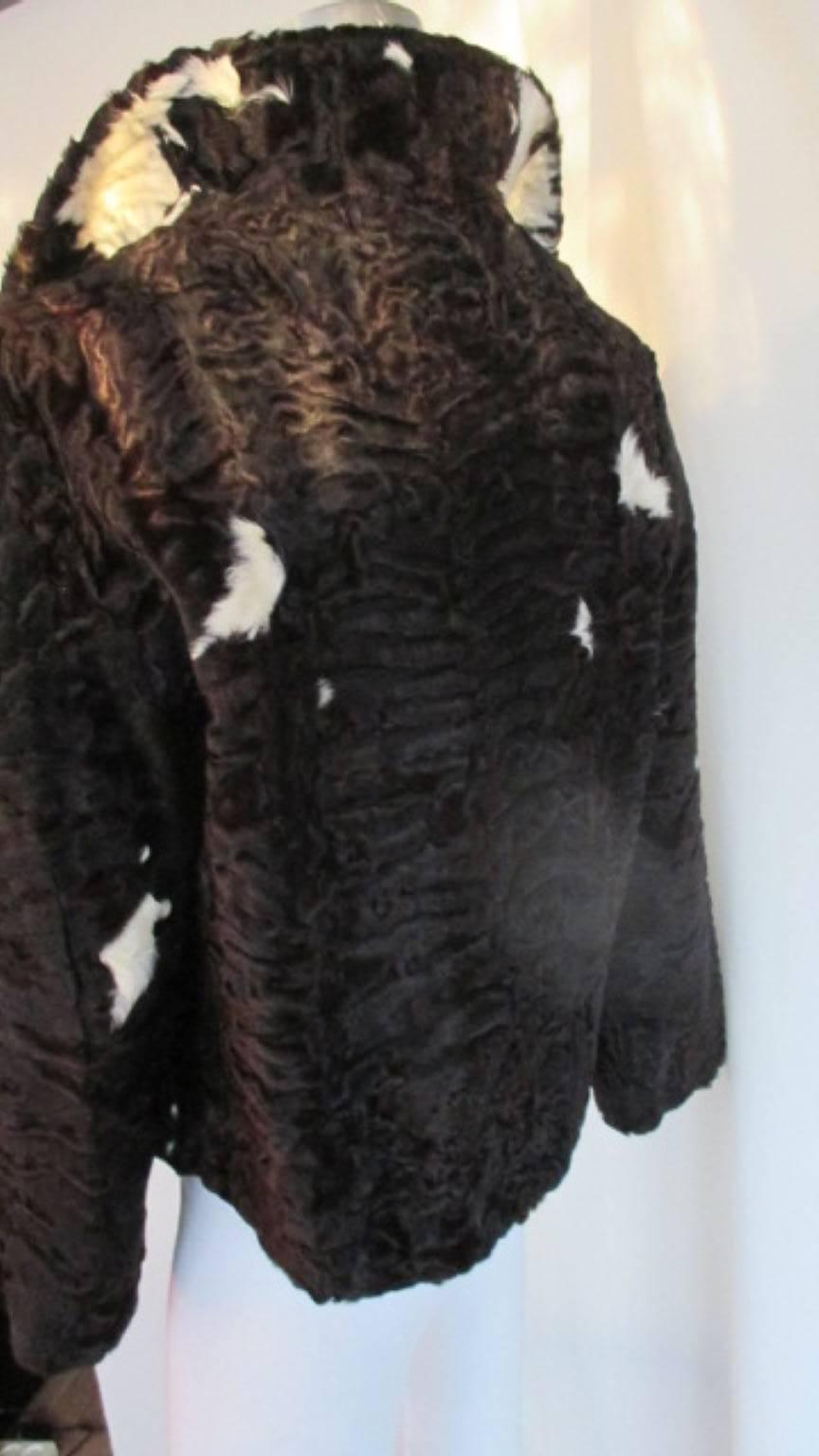 Women's or Men's Black Persian Lamb Fur Jacket For Sale