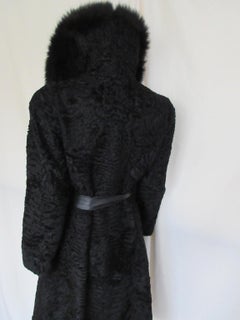 Black Persian Lamb with Black Fox Fur Coat
