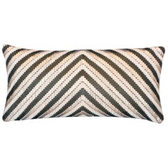 Black, Pewter and Cream Handwoven Leather Pillow