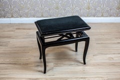 Black Piano Stool From the Early 20th Century with Upholstered Seat