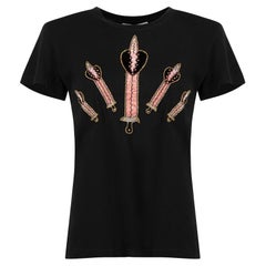 Black Pierced Hearts Embroidered Top Size S
