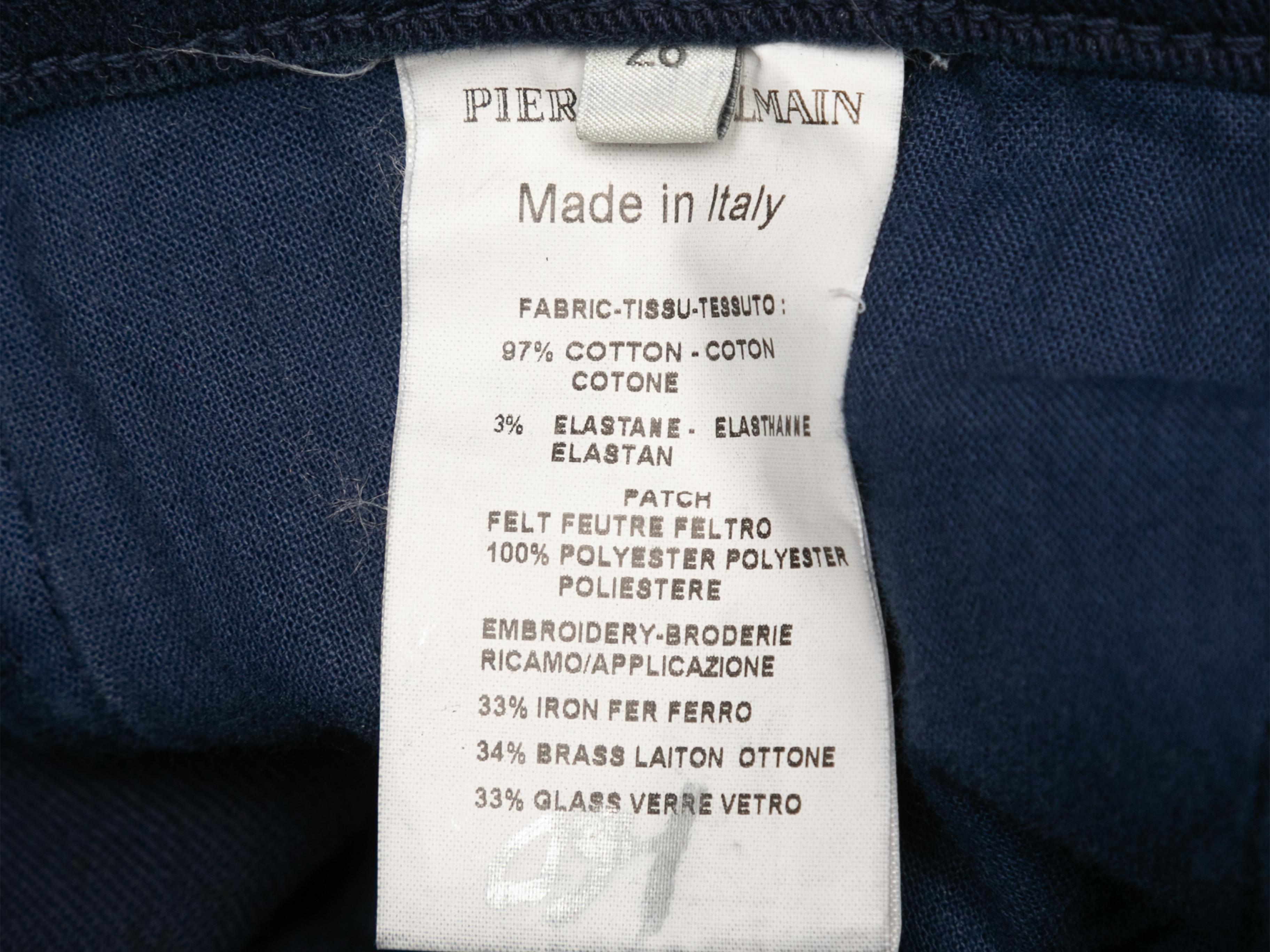 Black Pierre Balmain Waxed Patch-Embellished Skinny Jeans Designer Size 28 For Sale 1