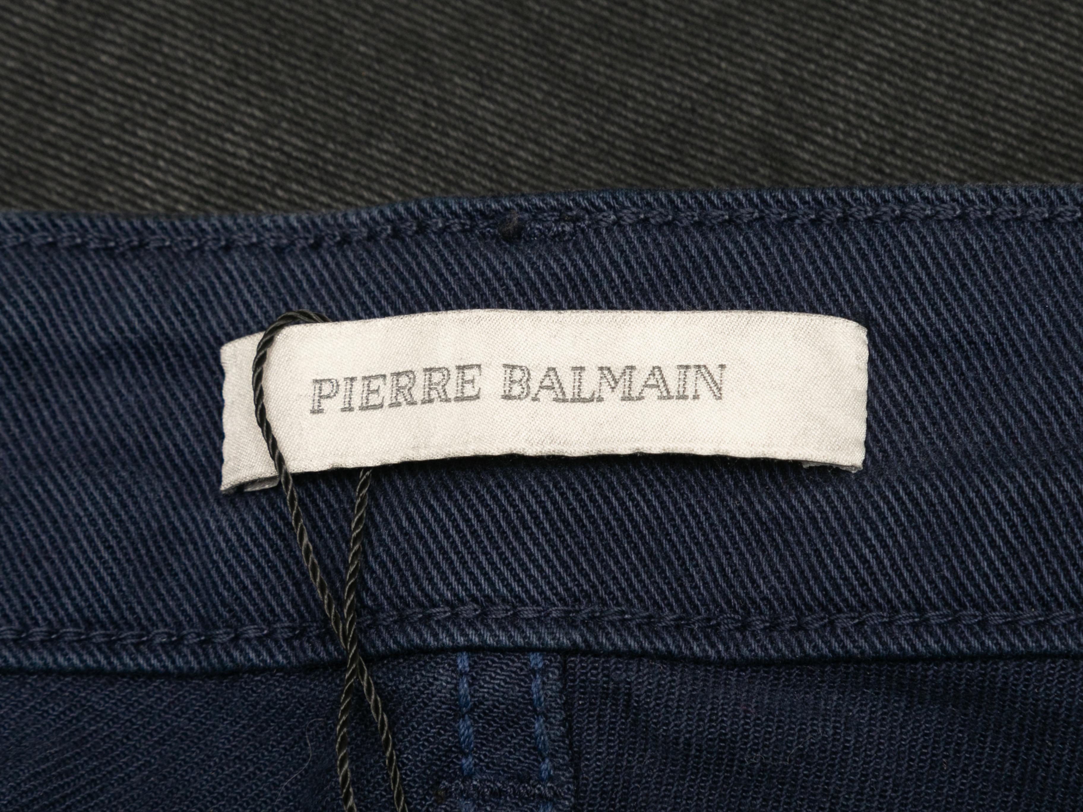Black Pierre Balmain Waxed Patch-Embellished Skinny Jeans Designer Size 28 For Sale 3