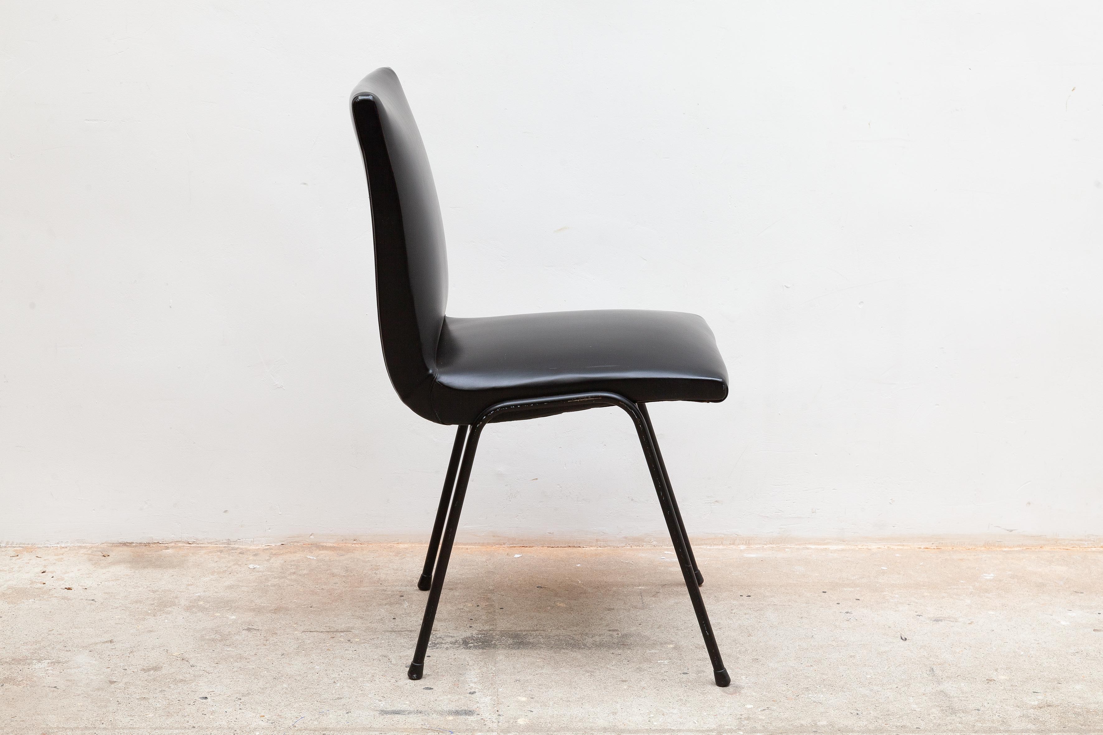 Mid-Century Modern Black Pierre Guariche Chair 1960s for Meurop For Sale