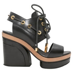 Sandali con plateau in pelle nera di Pierre Hardy taglia 39