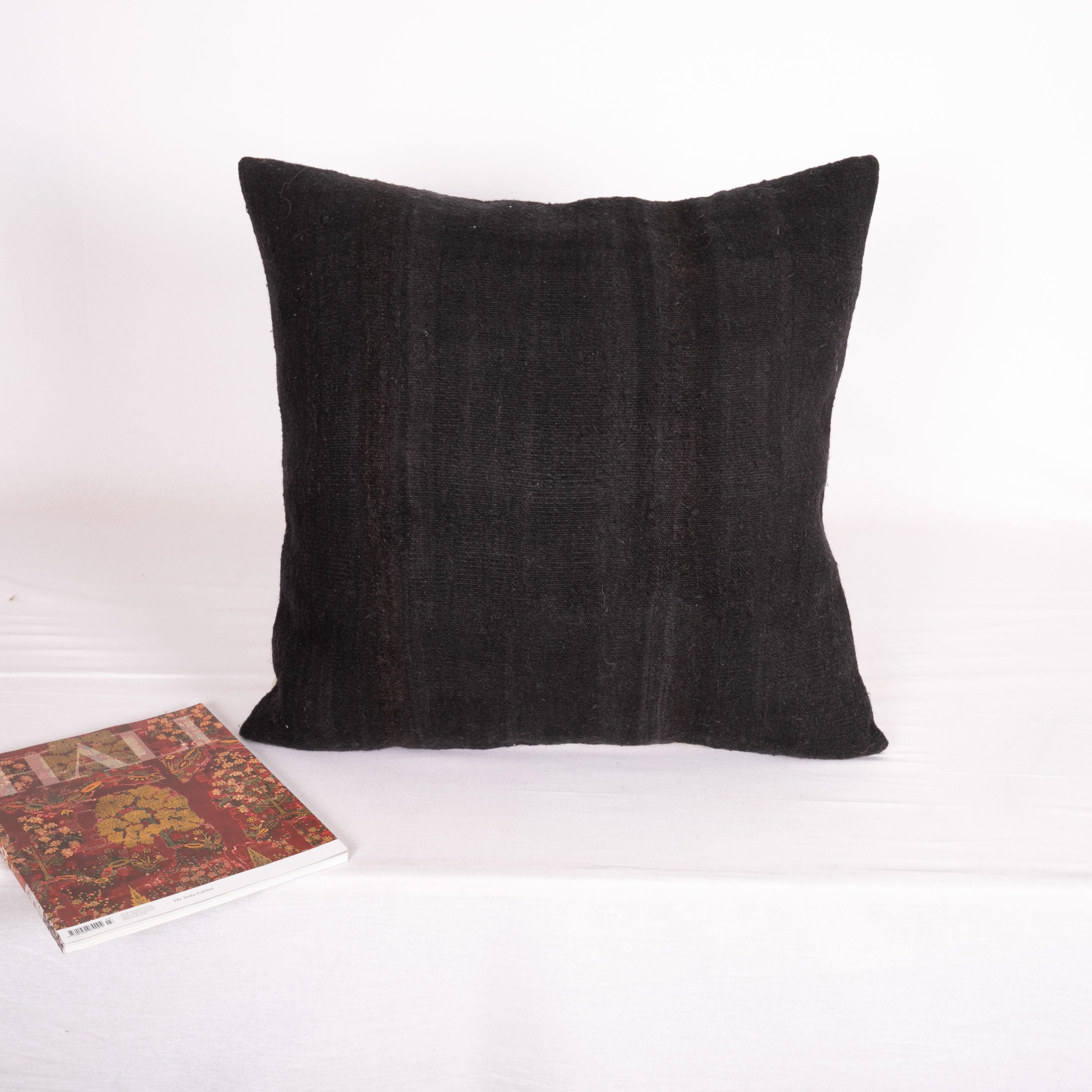 Turkish Black Pillow Covers Made from a Mid 20th C. Turkısh Kilim