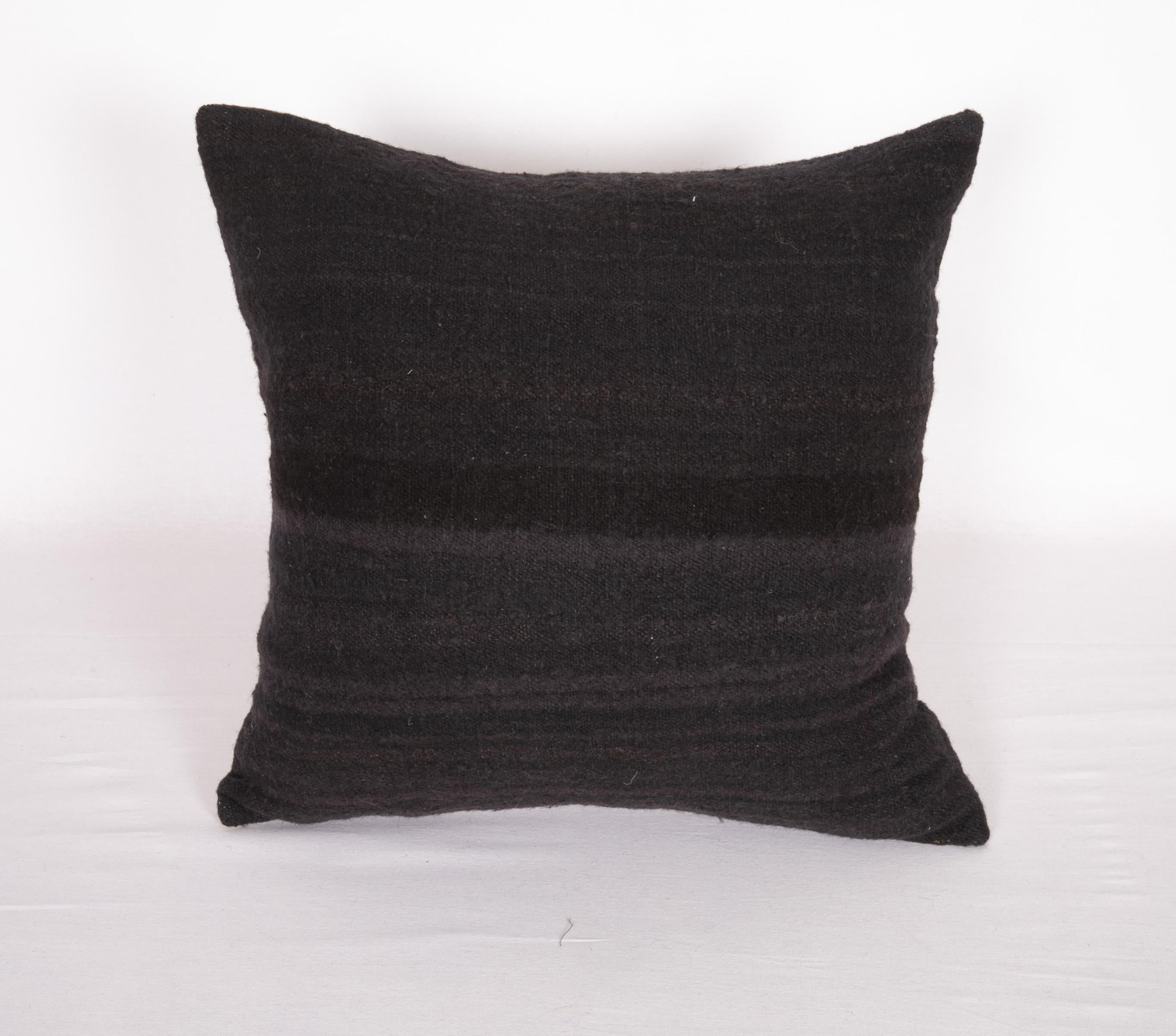 Hand-Woven Black Pillow Covers made from a Mıd 20th C. Turkısh Kilim