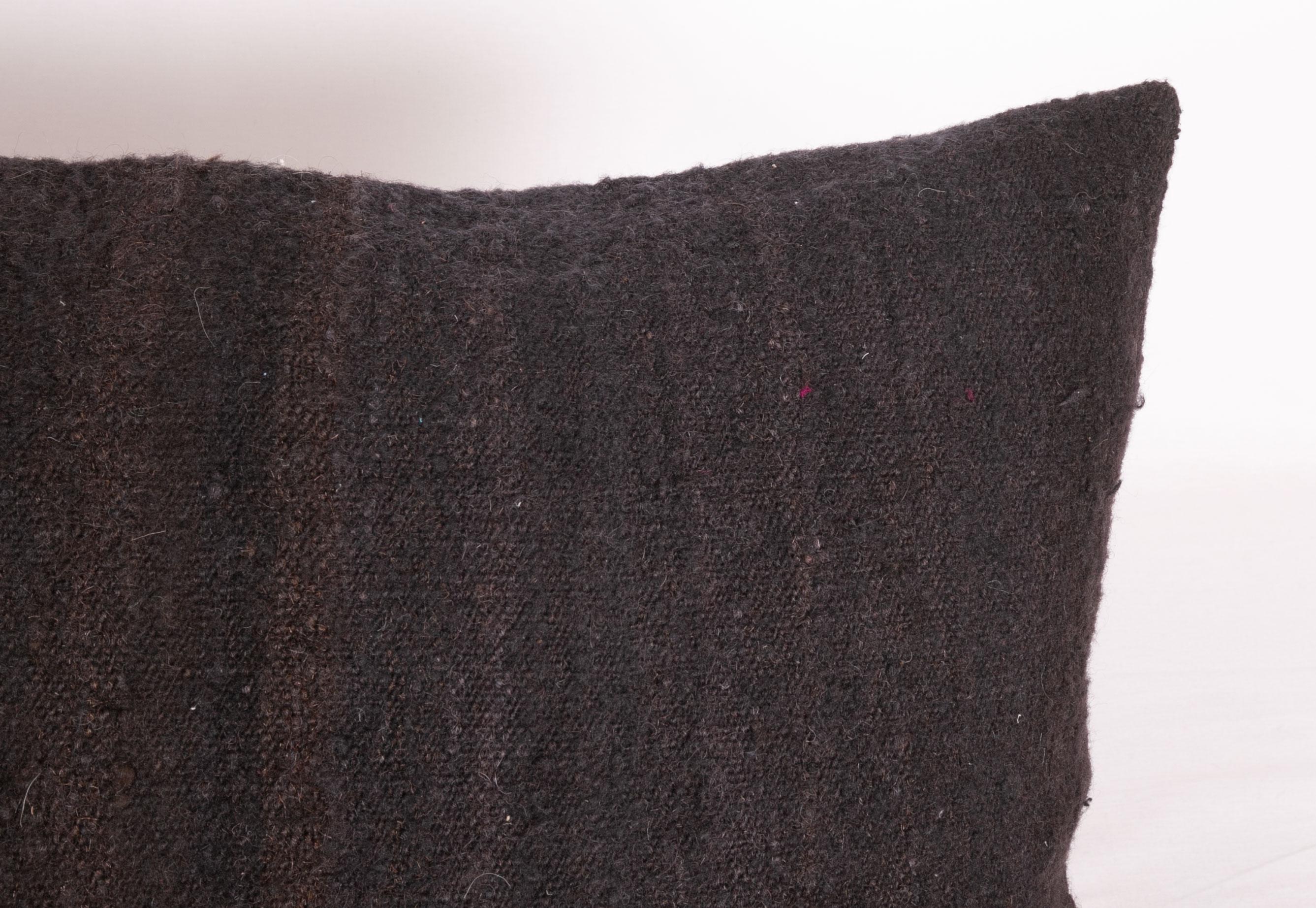 Hand-Woven Black Pillow Covers Made from a Mıd 20th C. Turkısh Kilim