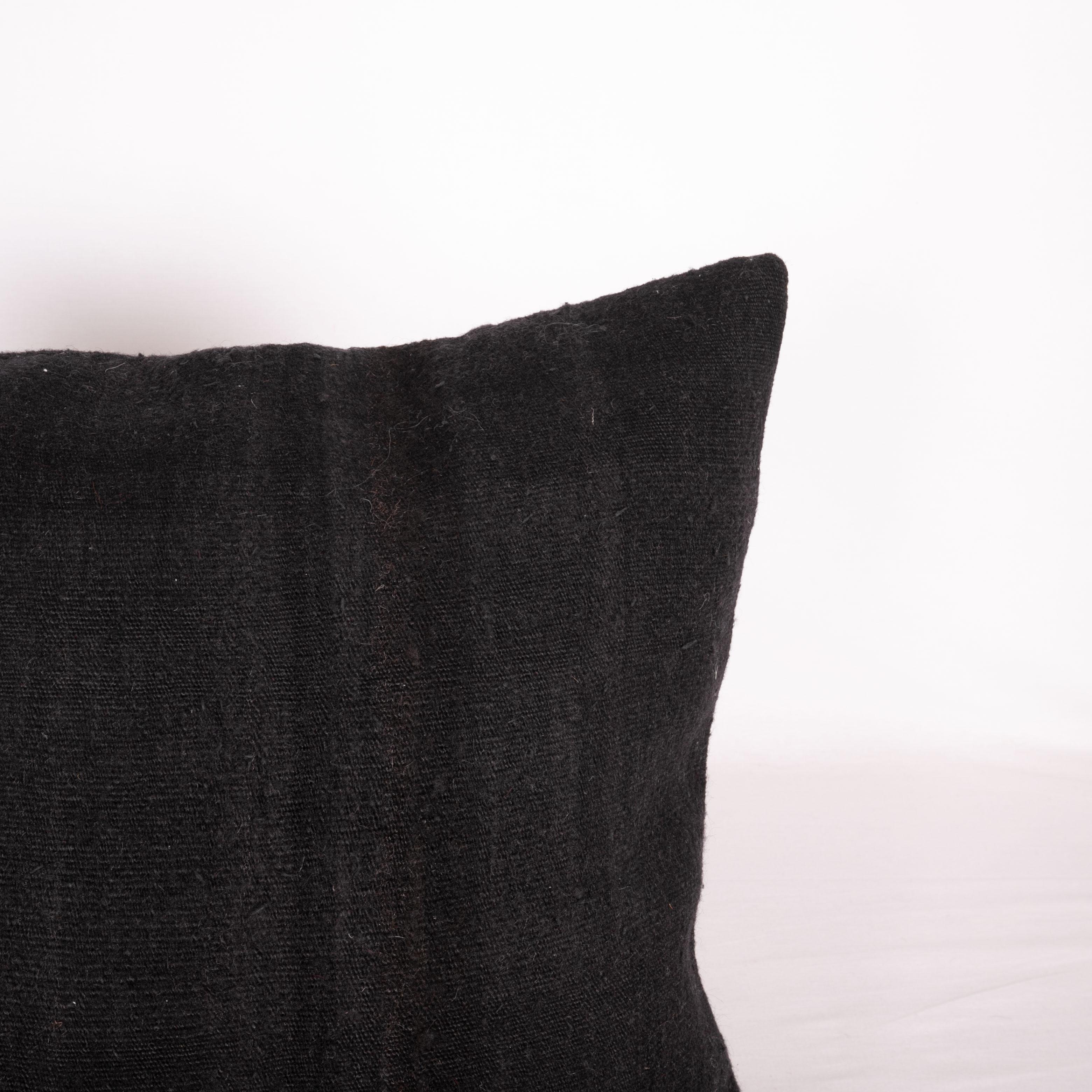 Hand-Woven Black Pillow Covers Made from a Mid 20th C. Turkısh Kilim