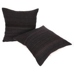 Black Pillow Covers made from a Mıd 20th C. Turkısh Kilim