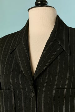 Black Pin-striped single breasted jacket MUGLER