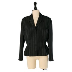 Black Pin-striped single breasted jacket MUGLER