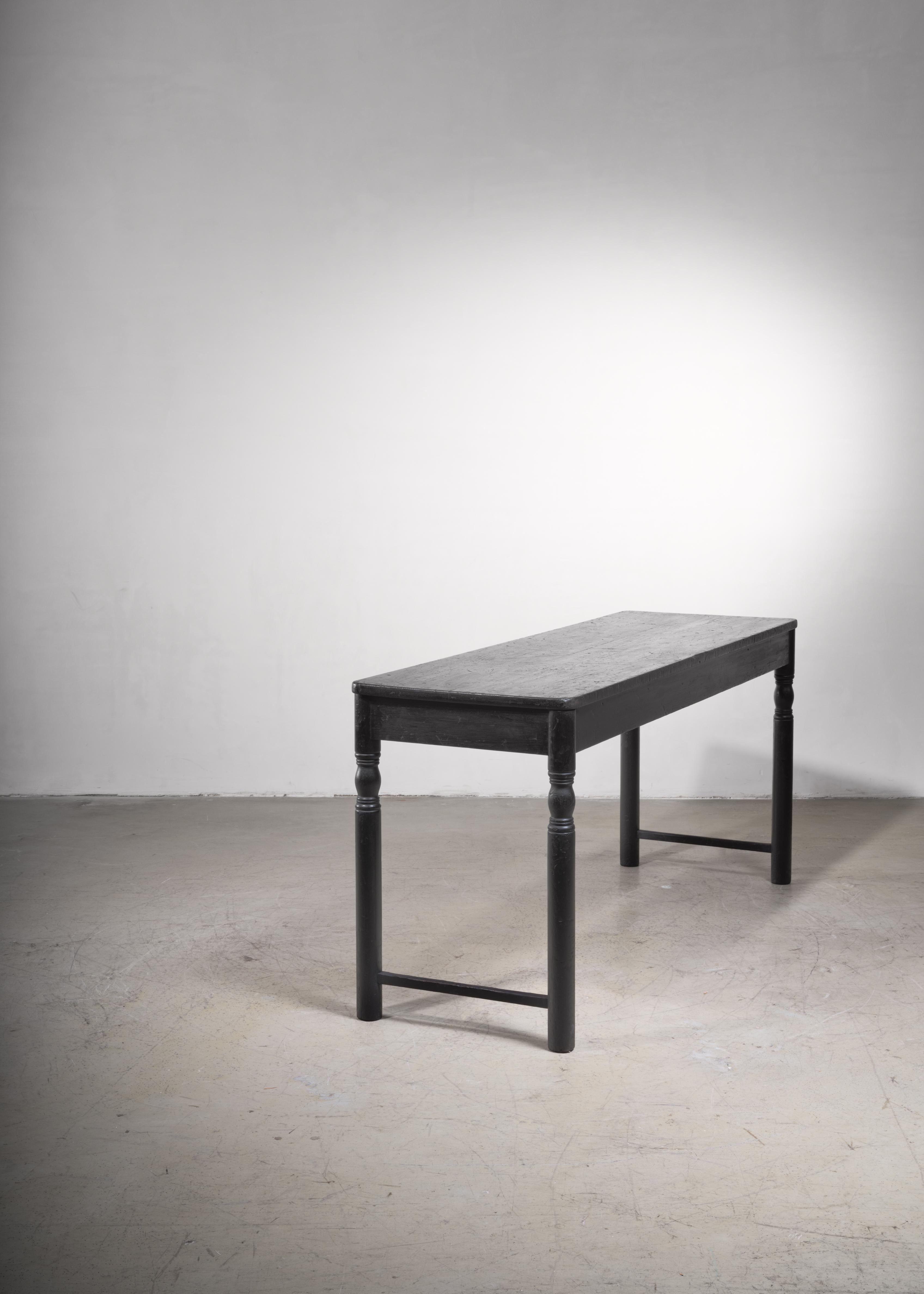 Karl Johan Black Pine Console or Work Table, Sweden, Late 19th Century For Sale