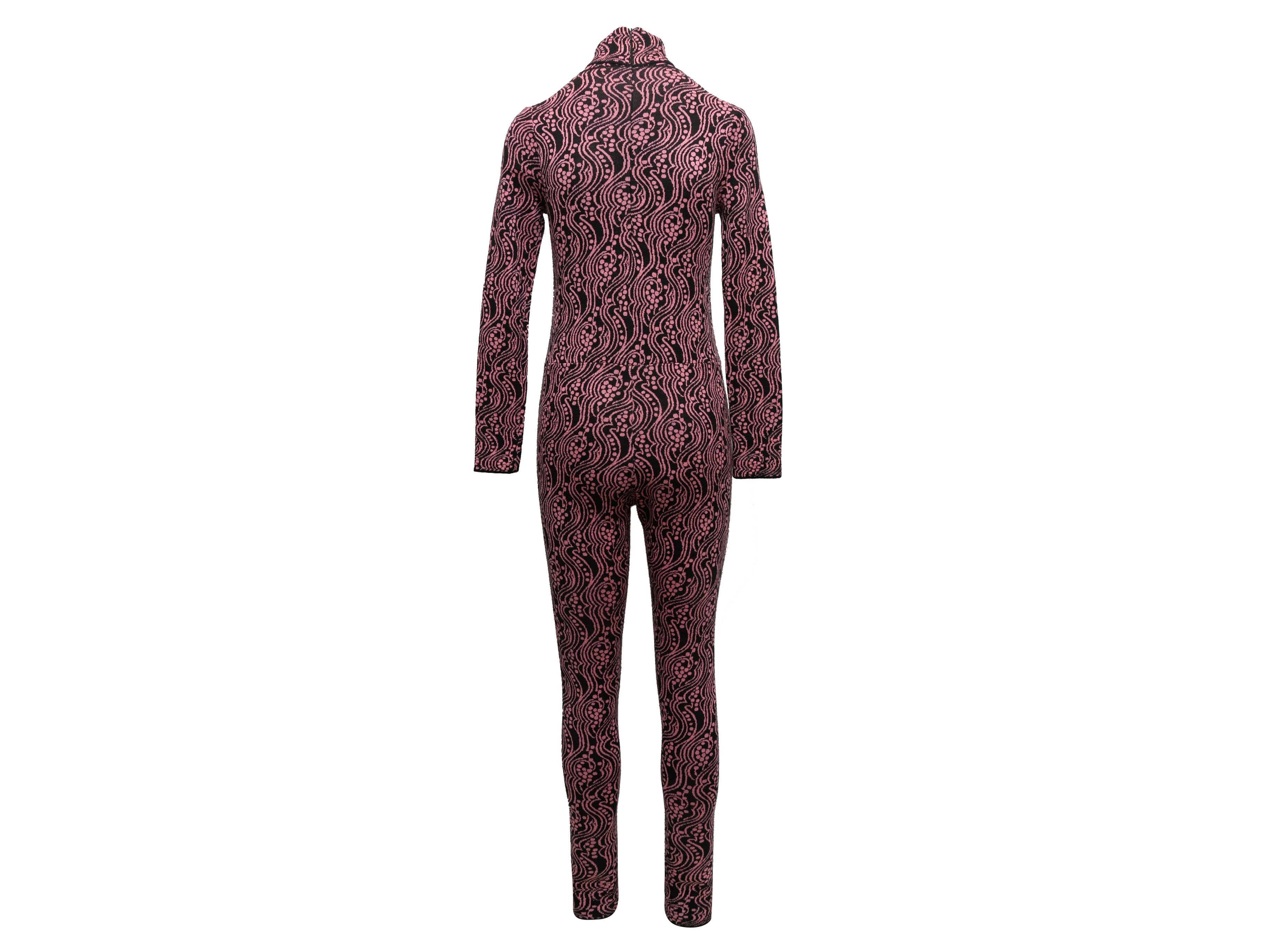 Black & Pink Prada 2021 Virgin Wool Knit Bodycon Jumpsuit Size IT 38 For Sale 2