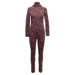 Used Black & Pink Prada 2021 Virgin Wool Knit Bodycon Jumpsuit Size IT 38