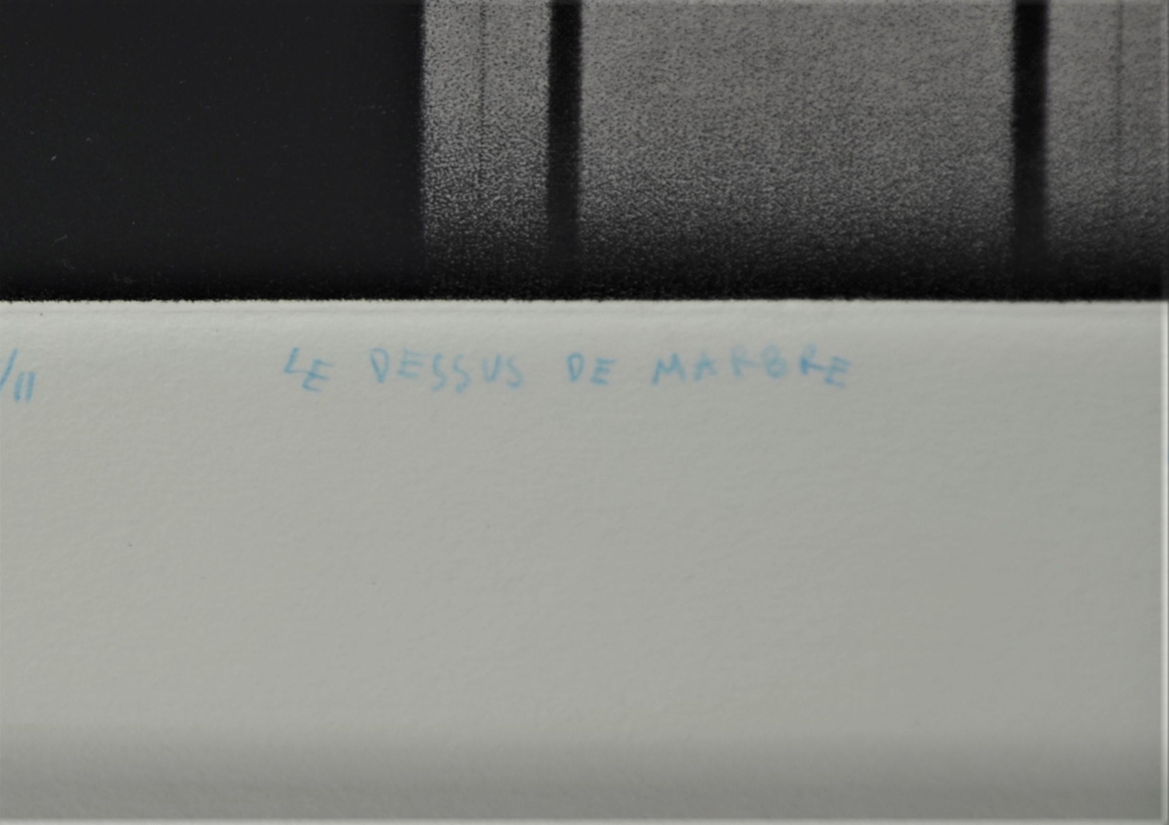 Black, Pink & White Signed No'd Mario Avanti Mezzotint 2/11, Le Dessus de Marbre For Sale 6