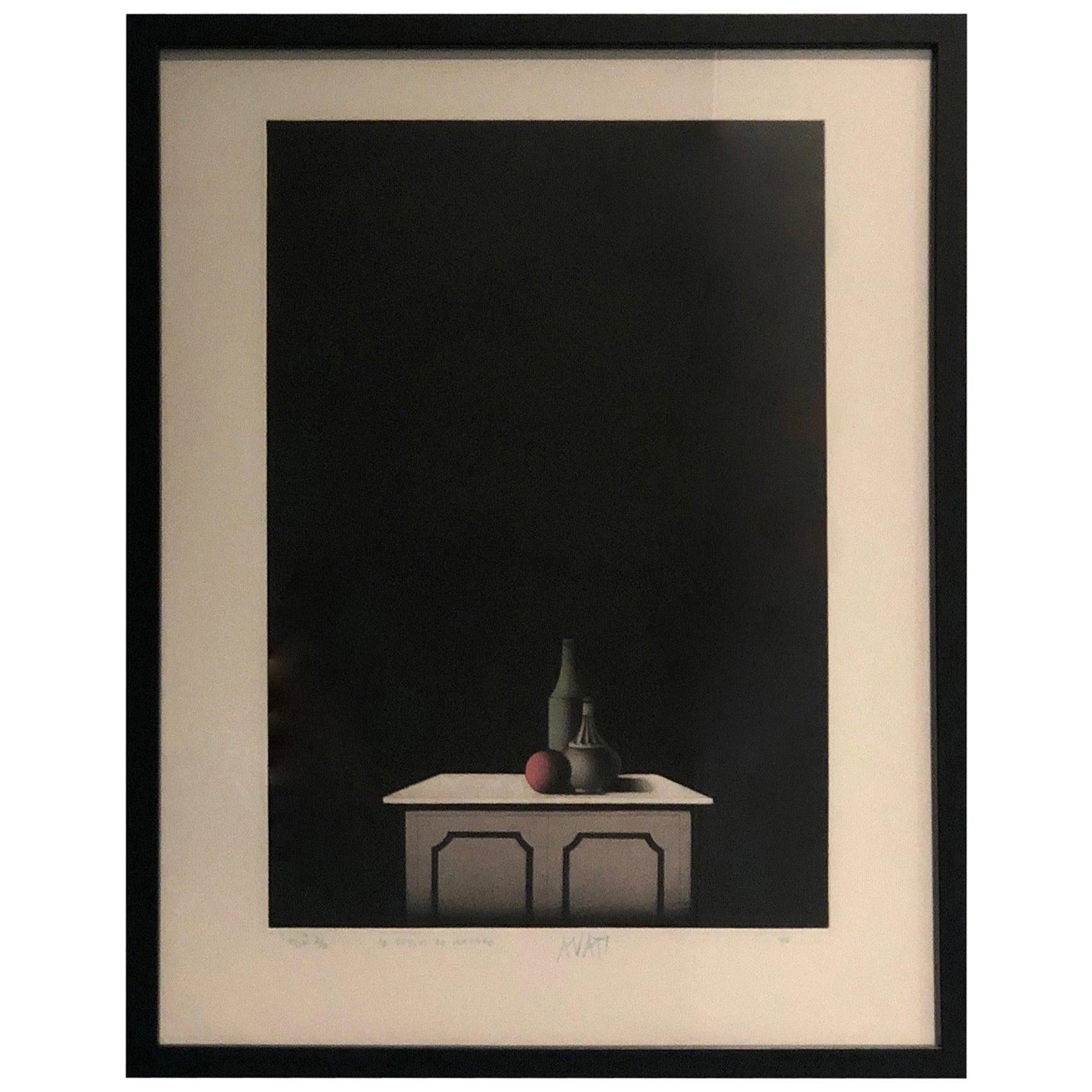 Black, Pink & White Signed No'd Mario Avanti Mezzotint 2/11, Le Dessus de Marbre For Sale