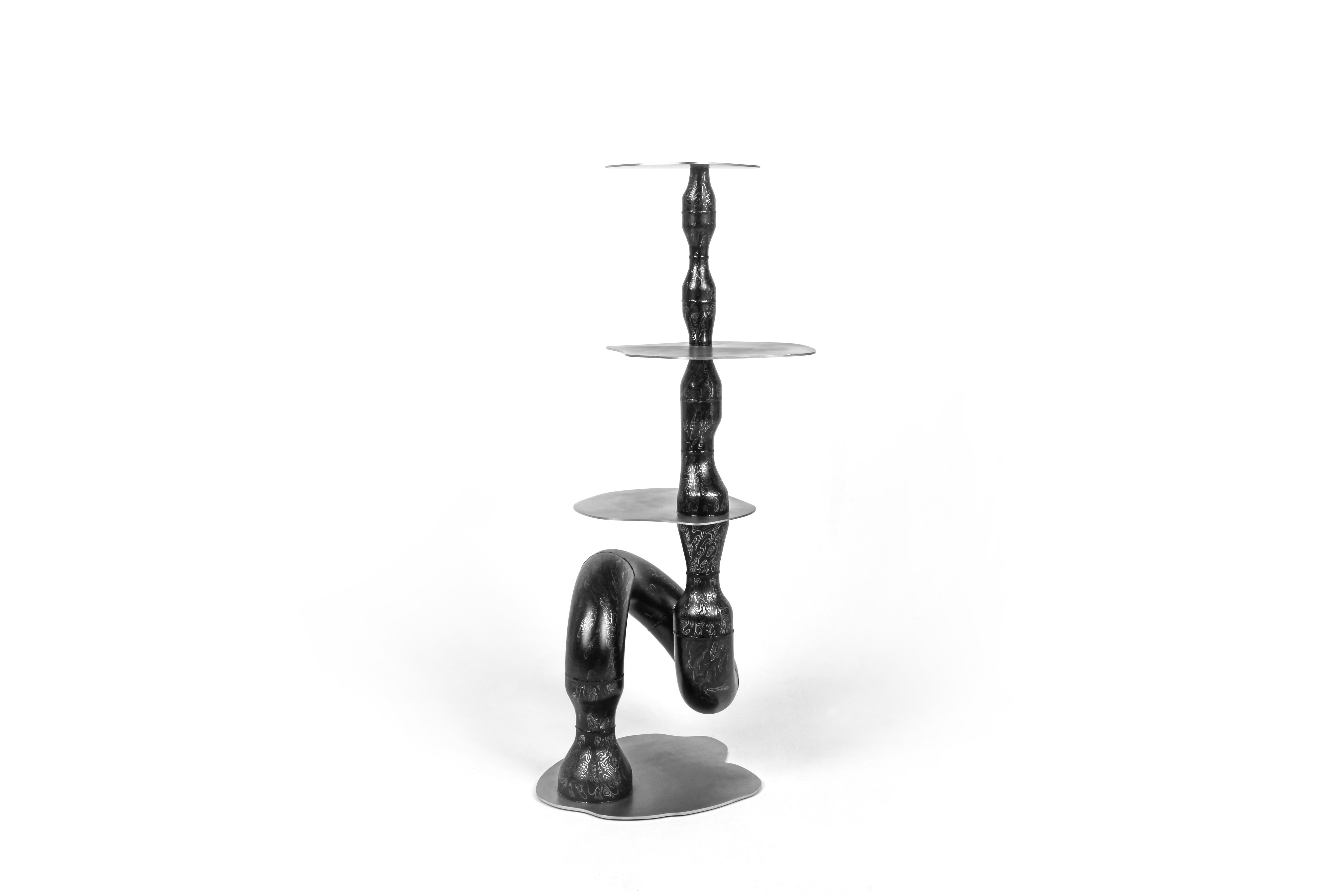Post-Modern Black Pipe Fitting Shelf by Hyungjun Lee For Sale
