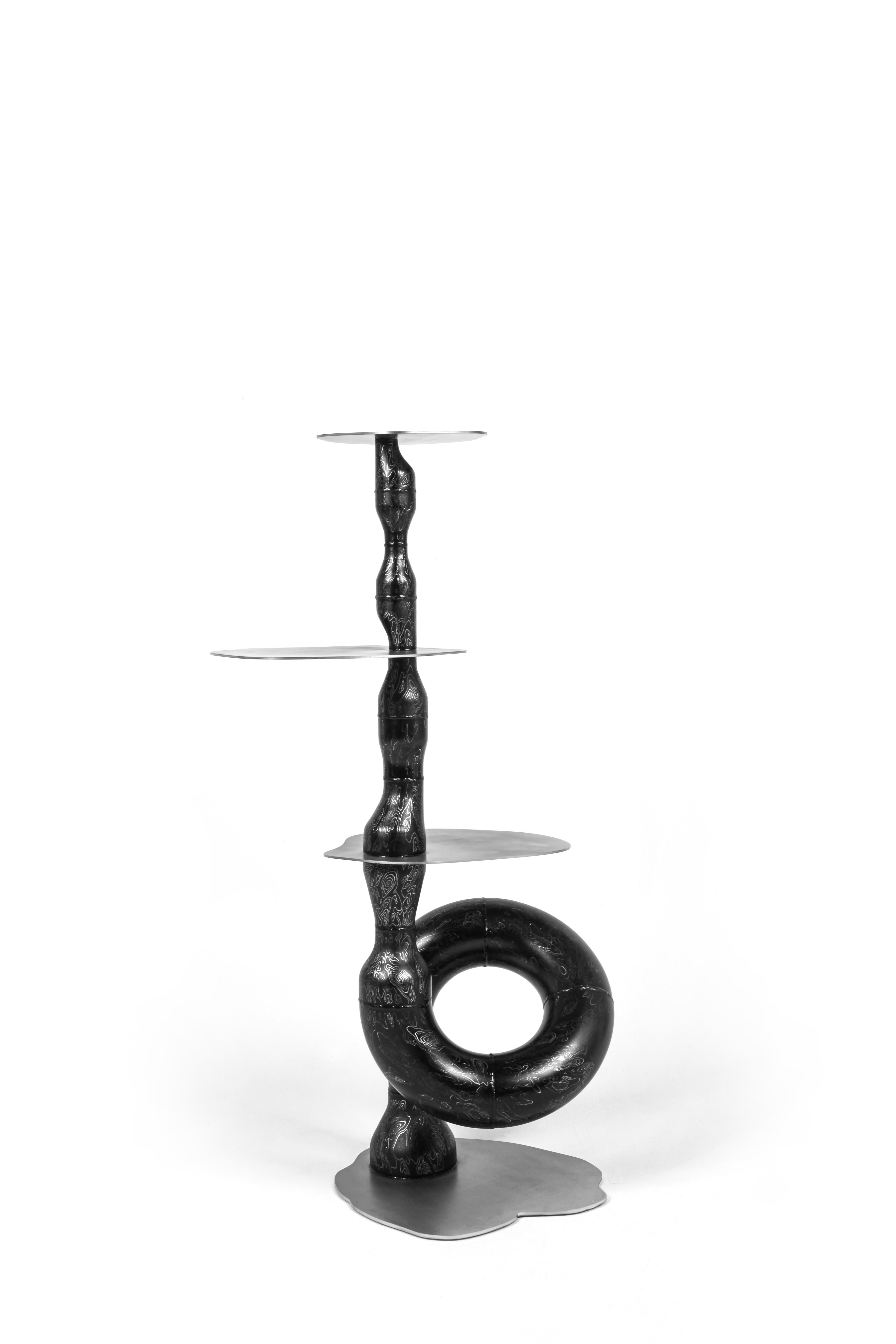 Contemporary Black Pipe Fitting Shelf by Hyungjun Lee For Sale