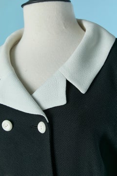 Black Piqué double breasted jacket with white details CHANTAL THOMASS SUITE